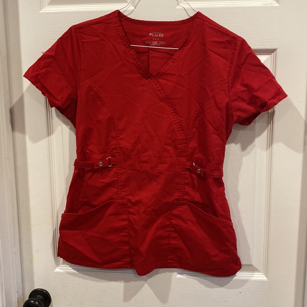Red scrub top and bottoms